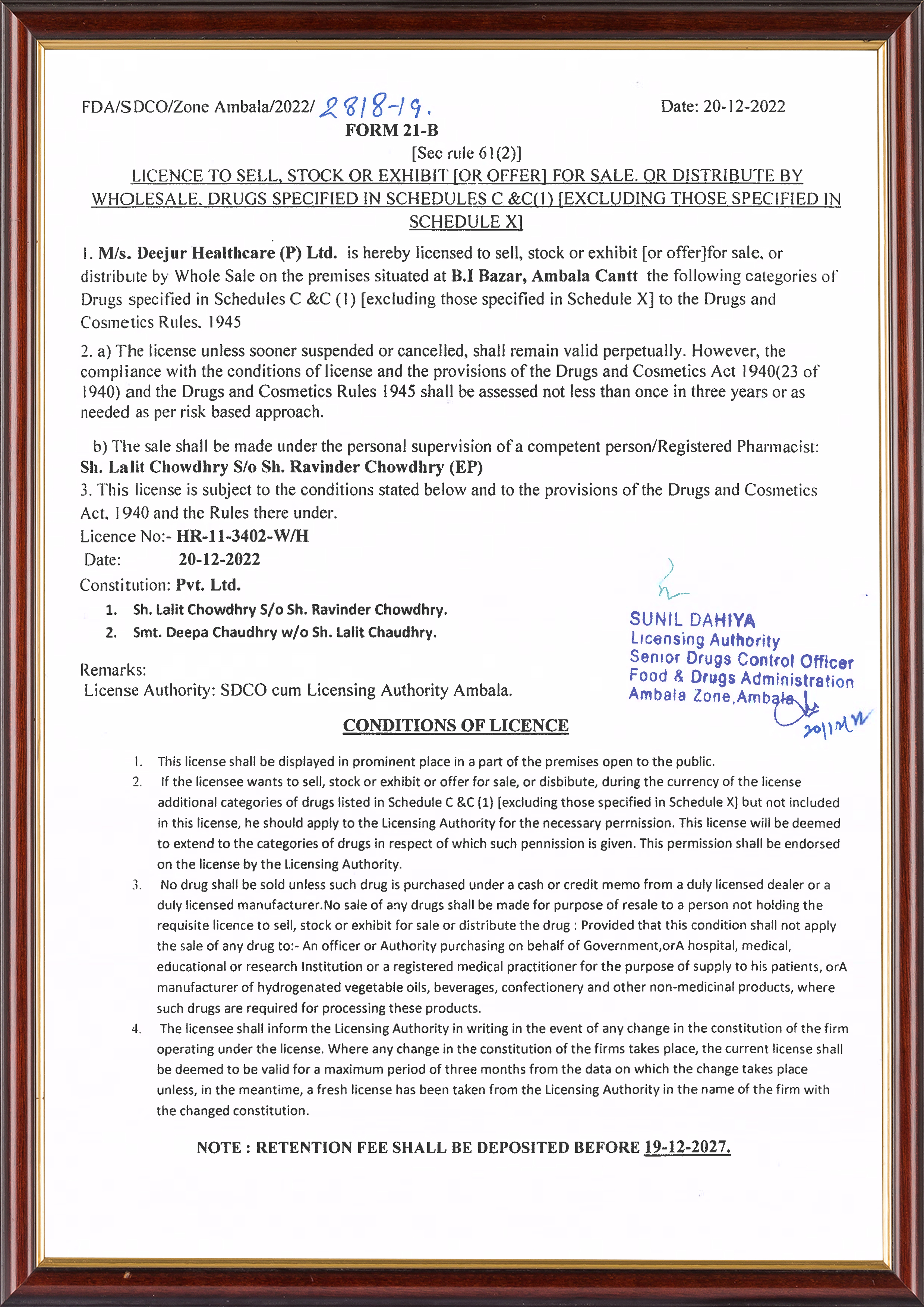 Drug License (Annexure)